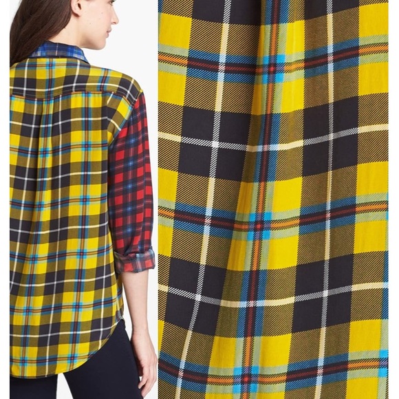 Equipment “signature” plaid patchwork silk shirt S - Picture 3 of 3